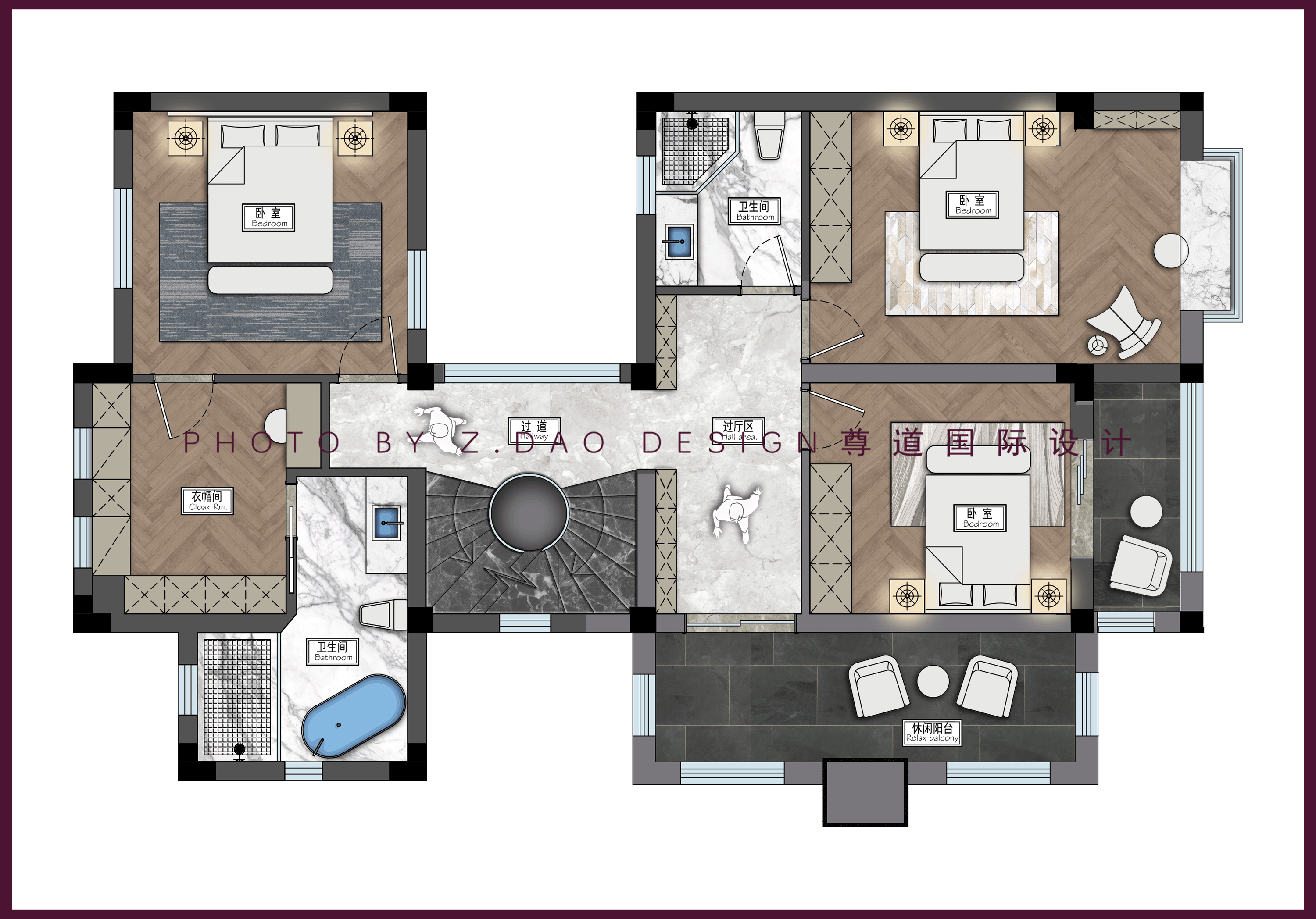 二层平面布局图 平面方案优化解析: 1,拆除原有北卧室的墙体,设定